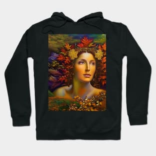 Autumnal Equinox Beautiful Woman Surrounded By Autumn Leaves Hoodie